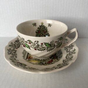 Vintage Johnson Bros 'Merry Christmas' Tea Cup and saucer